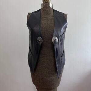 Vintage Jayskins black leather southwest vest size S